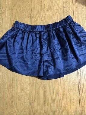 rag & bone Navy Satin Flared Shorts